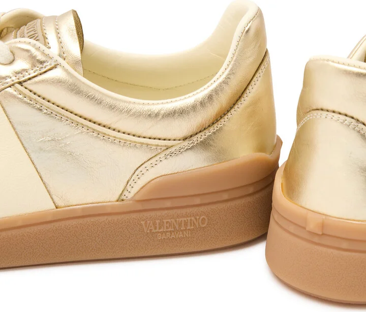 Valentino Garavani Upvillage Panelled Metallic Leather Sneakers - Image 4