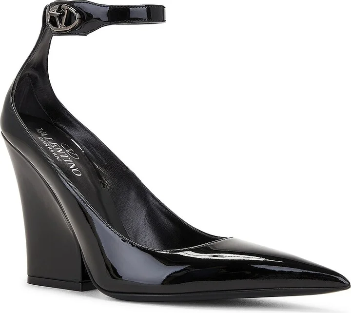Valentino Garavani V Logo 105 Lockette Ankle Strap Pump in Black - Image 2