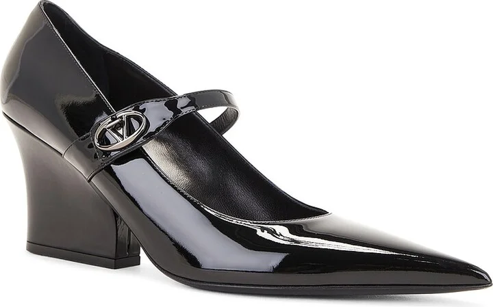 Valentino Garavani V Logo 75 Lockette Mary Jane Pump in Black - Image 2