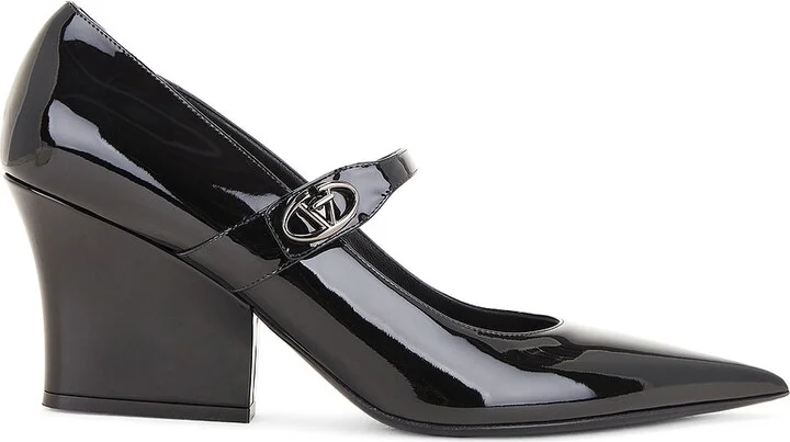 Valentino Garavani V Logo 75 Lockette Mary Jane Pump in Black