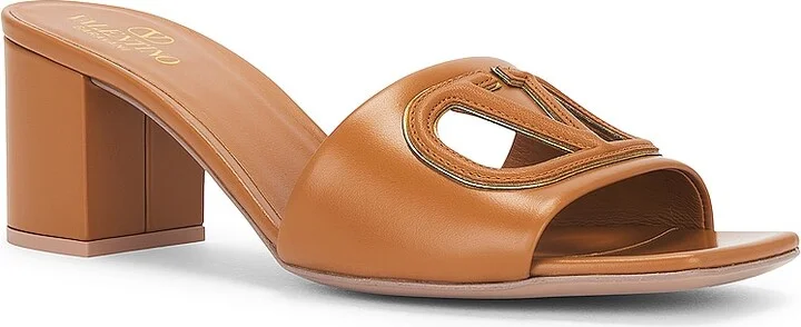 Valentino Garavani V Logo Cut Out Mule in Beige - Image 2