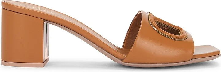 Valentino Garavani V Logo Cut Out Mule in Beige