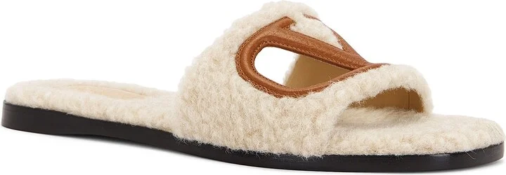 Valentino Garavani V Logo Cut Out Slide in Ivory - Image 2