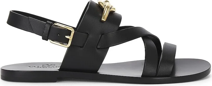 Valentino Garavani V Logo Gate Sandal in Black