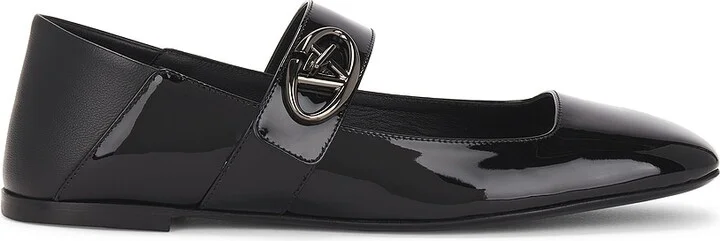 Valentino Garavani V Logo Locker Ballerina Flat in Black