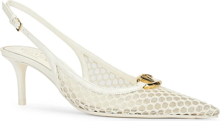 Valentino Garavani V Logo Moon Sling Back Pump in Ivory - Image 2
