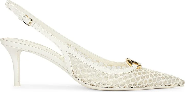 Valentino Garavani V Logo Moon Sling Back Pump in Ivory