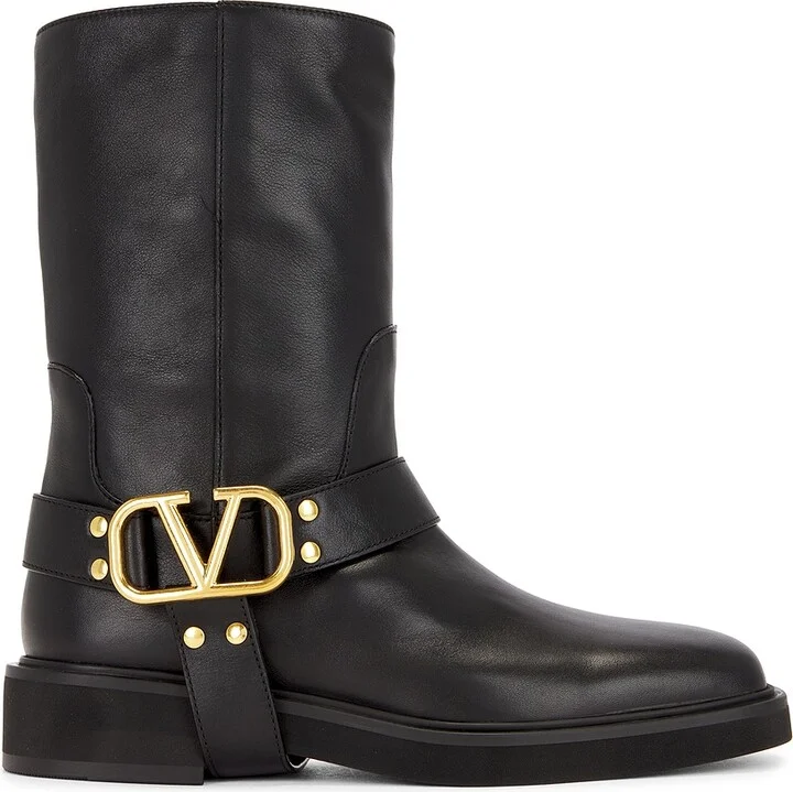 Valentino Garavani V Logo Signature Biker Boot in Black