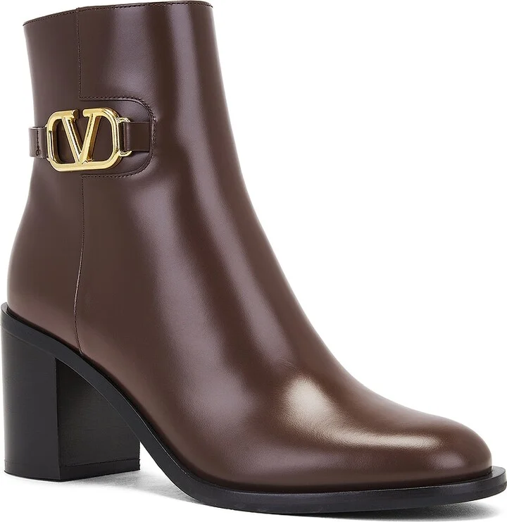 Valentino Garavani V Logo Signature Bootie in Brown - Image 2