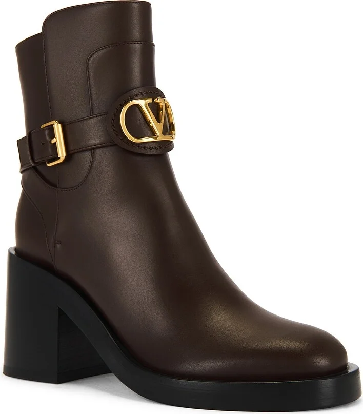 Valentino Garavani V Logo Signature Bootie in Brown - Image 2