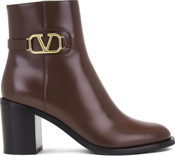 Valentino Garavani V Logo Signature Bootie in Brown
