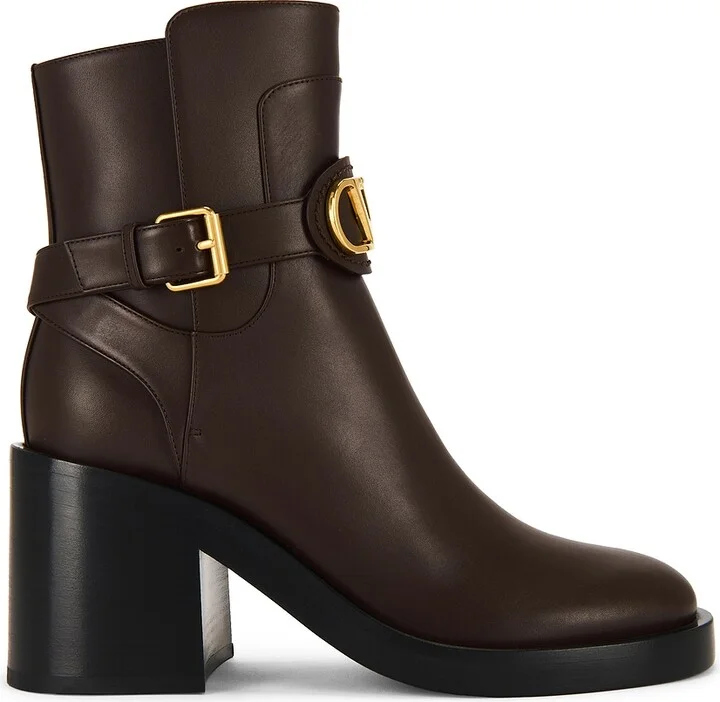 Valentino Garavani V Logo Signature Bootie in Brown