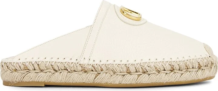 Valentino Garavani V Logo Signature Espadrilla Mule in Ivory