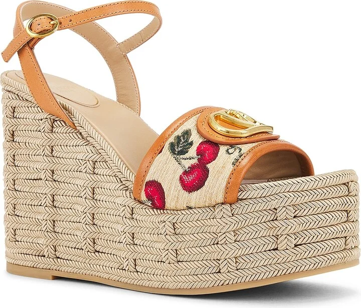 Valentino Garavani V Logo Signature Espadrilla Wedge in Tan - Image 2