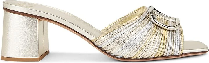 Valentino Garavani V Logo Signature Slide in Metallic Silver