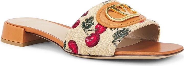Valentino Garavani V Logo Signature Slide in Tan - Image 2