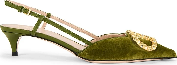 Valentino Garavani V Logo Signature Slingback in Green