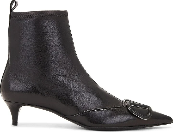Valentino Garavani V Logo Signature Stretch Bootie in Black