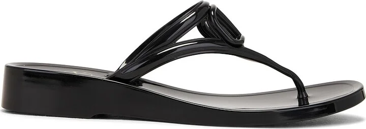 Valentino Garavani V Logo Signature Thong Sandal in Black