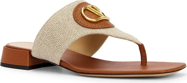 Valentino Garavani V Logo Signature Thong Sandal in Ivory - Image 2