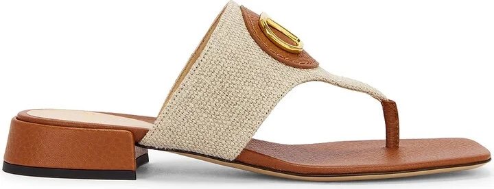 Valentino Garavani V Logo Signature Thong Sandal in Ivory