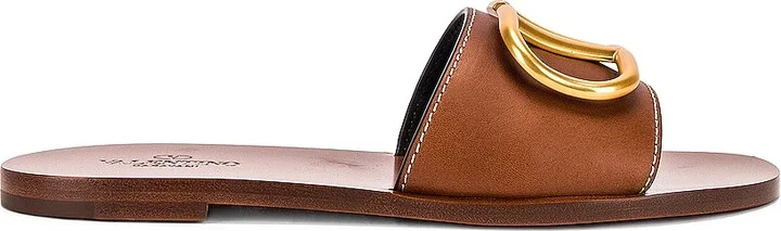 Valentino Garavani V Logo Slides in Brown - Image 2