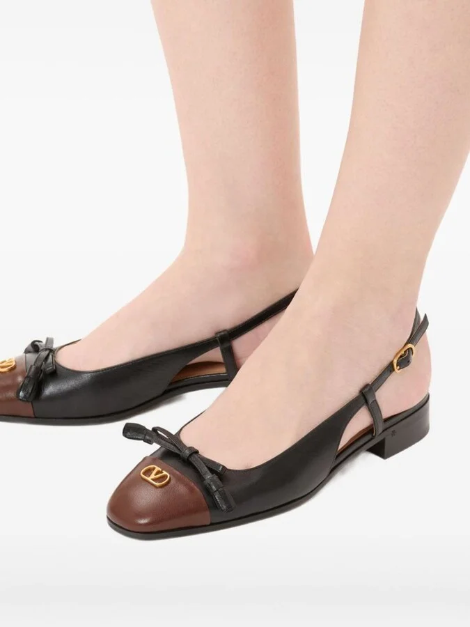 Valentino Garavani Vale Du Roi Leather Slingback Ballets - Image 3