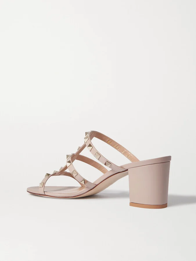 Valentino Garavani - Valentino Garavani Rockstud 60 Leather Mules - Neutrals - Image 3