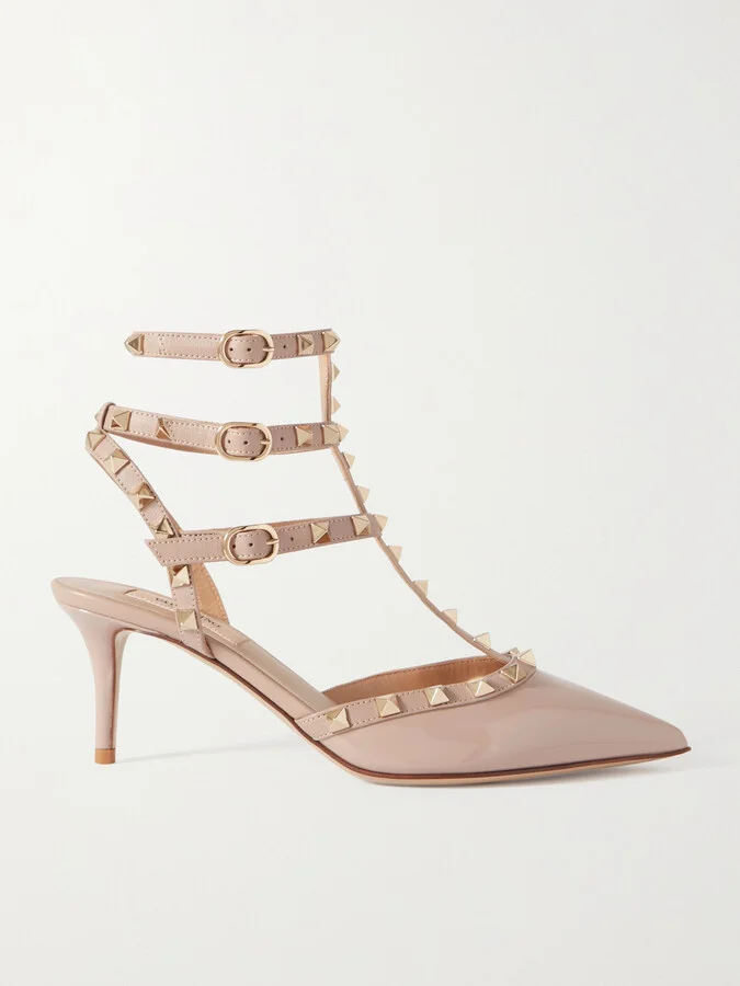 Valentino Garavani - Valentino Garavani Rockstud 65 Patent-leather Pumps - Neutrals
