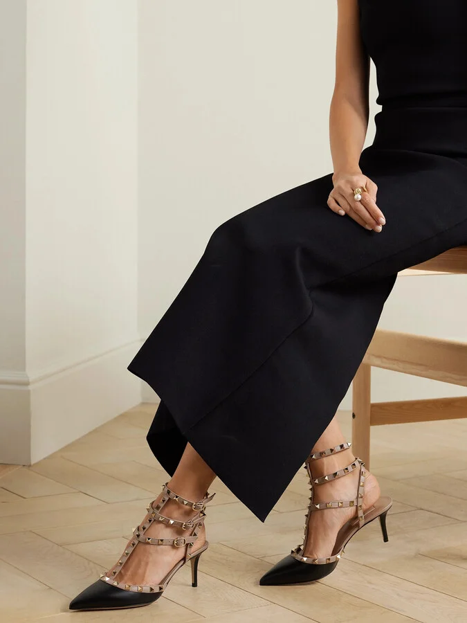 Valentino Garavani - Valentino Garavani Rockstud 65 Two-tone Leather Pumps - Black - Image 2