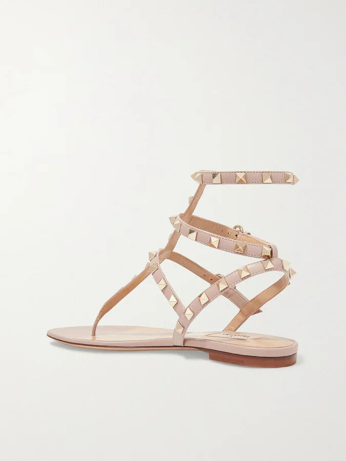 Valentino Garavani - Valentino Garavani Rockstud Leather Sandals - Pink - Image 3