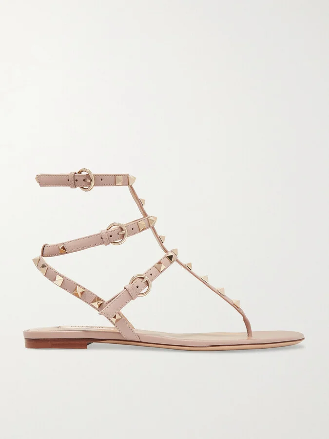 Valentino Garavani - Valentino Garavani Rockstud Leather Sandals - Pink