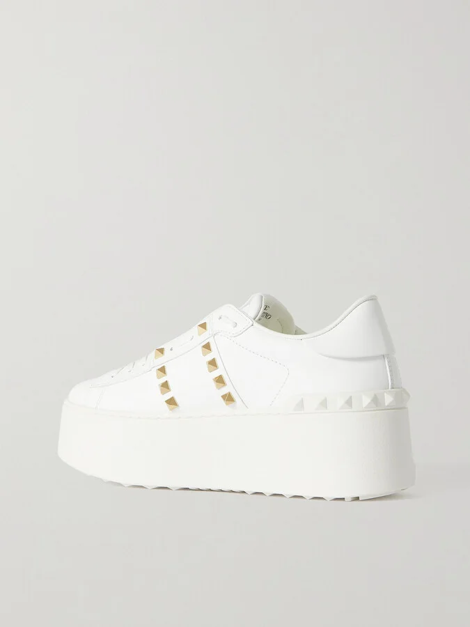 Valentino Garavani - Valentino Garavani Rockstud Untitled Leather Platform Sneakers - White - Image 3