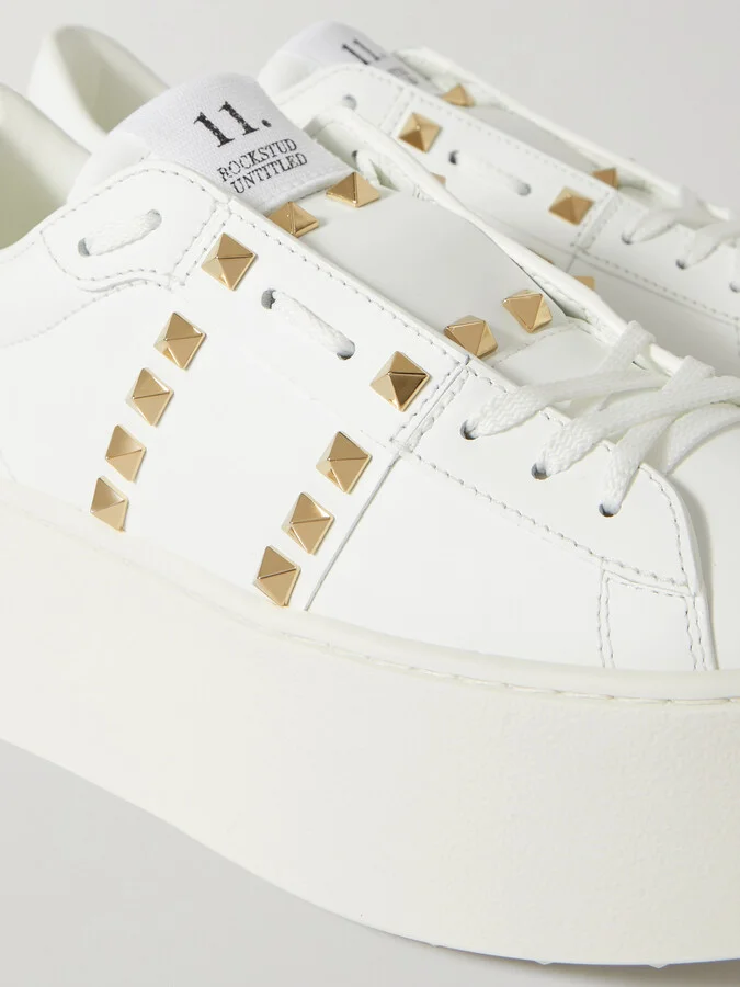 Valentino Garavani - Valentino Garavani Rockstud Untitled Leather Platform Sneakers - White - Image 4