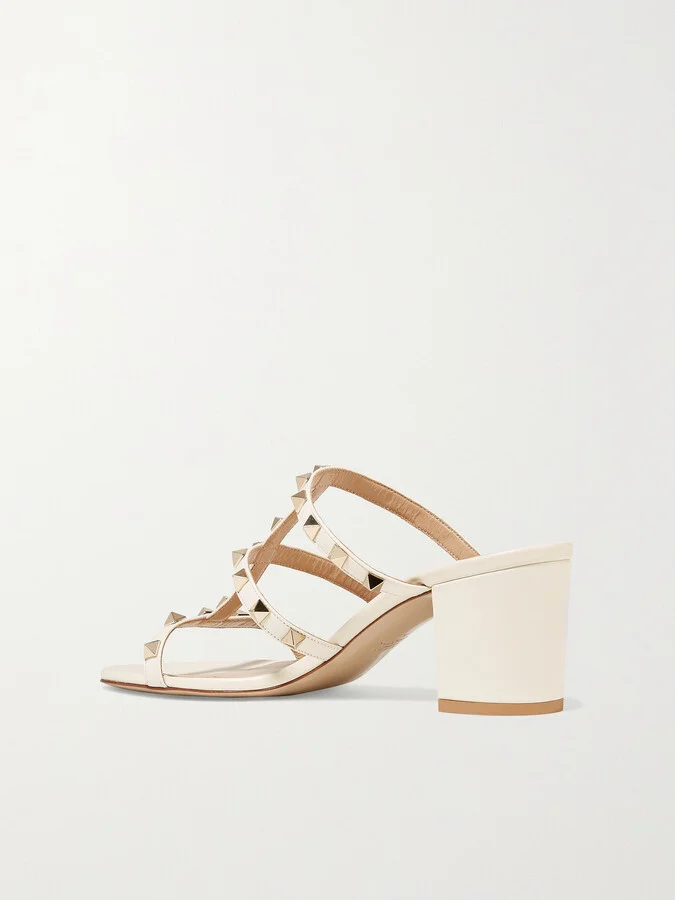 Valentino Garavani - Valentino Garavani The Rockstud 60 Leather Mules - Ivory - Image 3