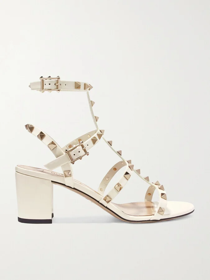 Valentino Garavani - Valentino Garavani The Rockstud 60 Patent-leather Sandals - Ivory