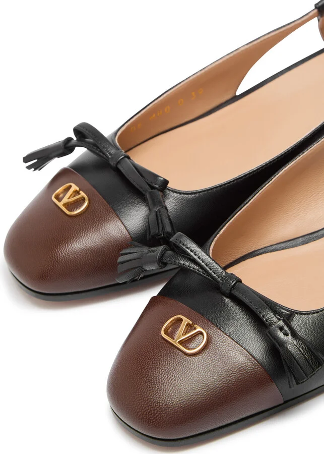Valentino Garavani Valet Du Roi Ballerina Leather Slingback Pumps - Image 3