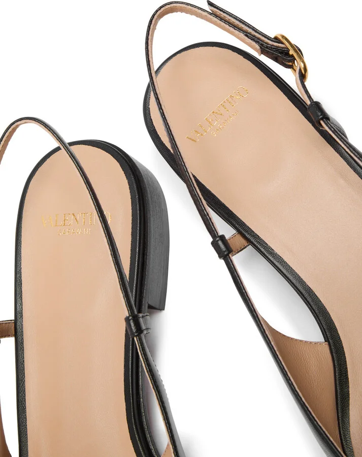 Valentino Garavani Valet Du Roi Ballerina Leather Slingback Pumps - Image 4
