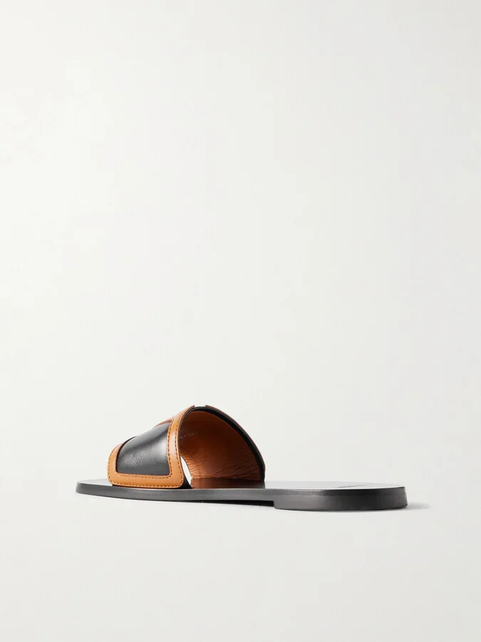 Valentino Garavani - Viva Superstar Appliquéd Two-tone Leather Slides - Black - Image 3