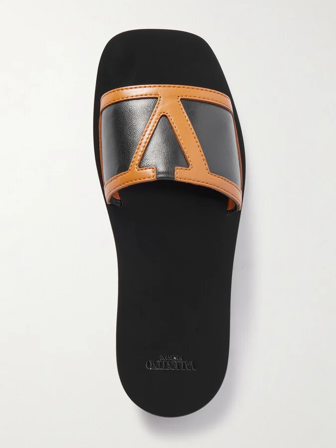 Valentino Garavani - Viva Superstar Appliquéd Two-tone Leather Slides - Black