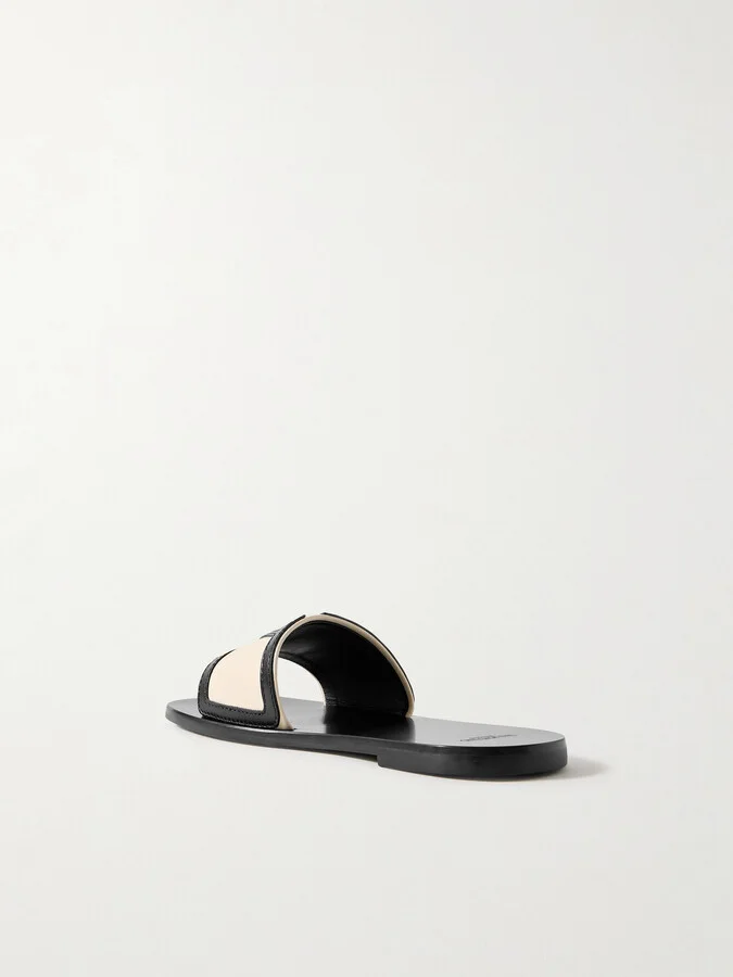 Valentino Garavani - Viva Superstar Appliquéd Two-tone Leather Slides - Cream - Image 3