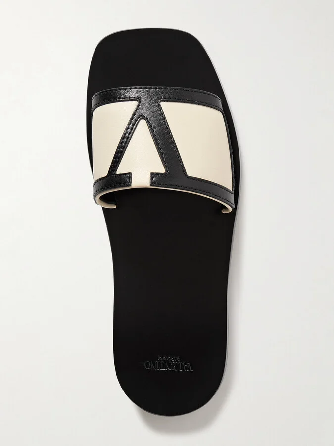 Valentino Garavani - Viva Superstar Appliquéd Two-tone Leather Slides - Cream - Image 5