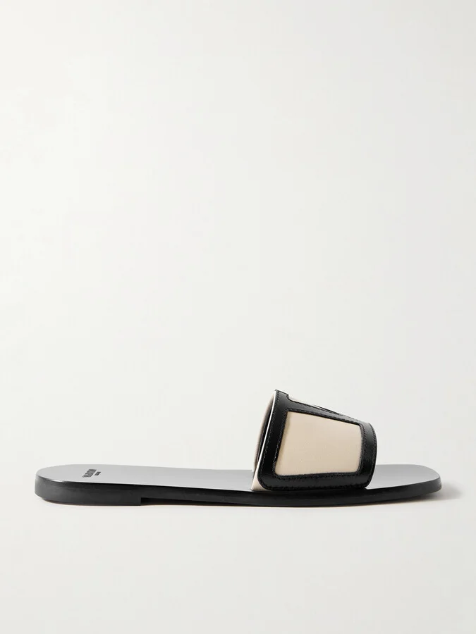 Valentino Garavani - Viva Superstar Appliquéd Two-tone Leather Slides - Cream