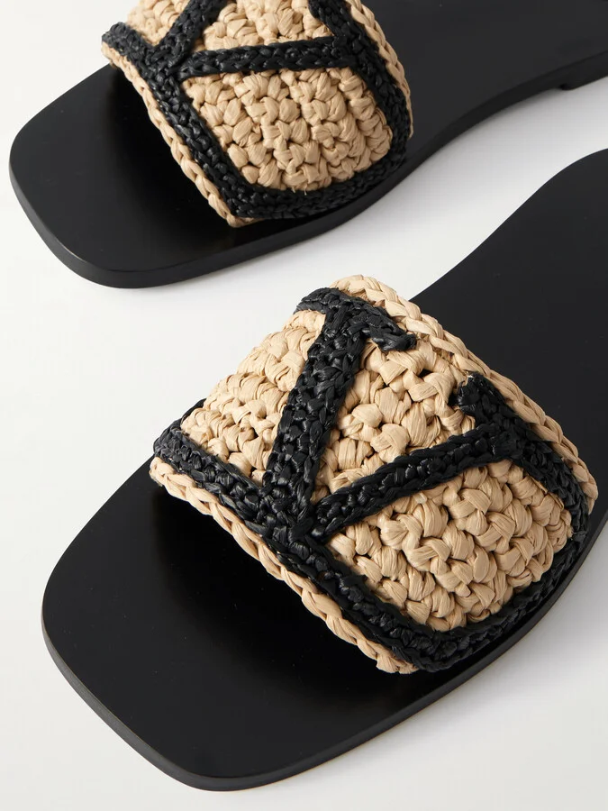 Valentino Garavani - Viva Superstar Two-tone Raffia Slides - Neutrals - Image 4