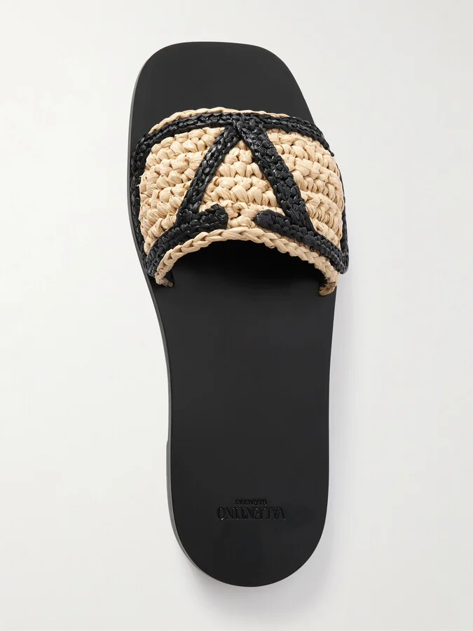 Valentino Garavani - Viva Superstar Two-tone Raffia Slides - Neutrals - Image 5