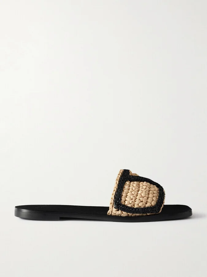 Valentino Garavani - Viva Superstar Two-tone Raffia Slides - Neutrals