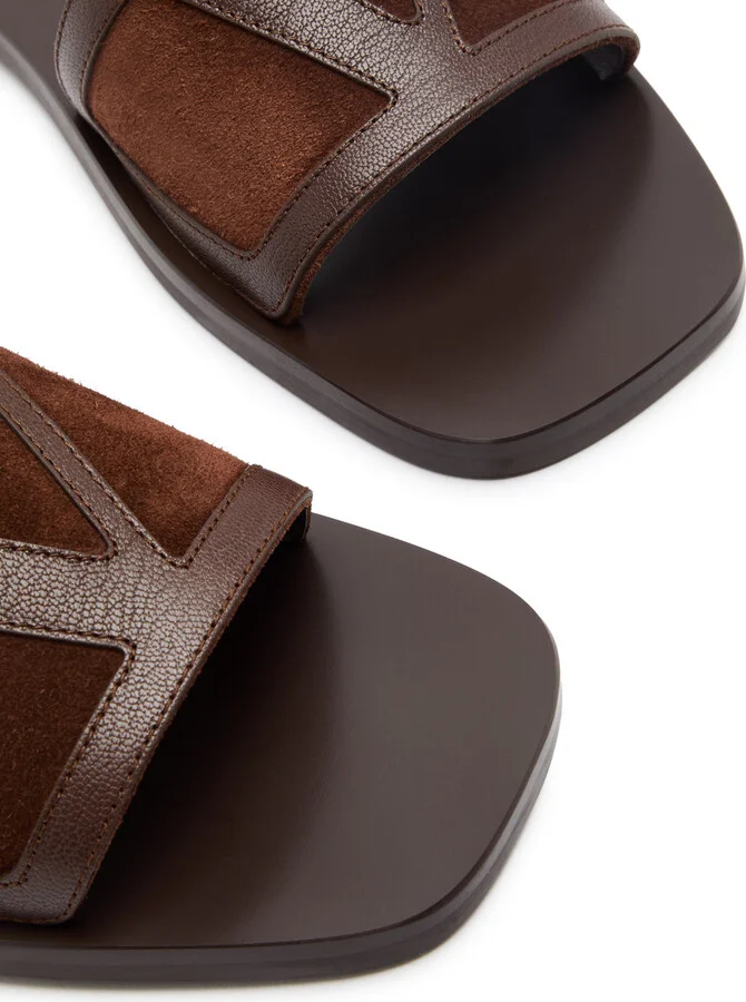 Valentino Garavani Viva Vlogo Leather Sliders - Image 3