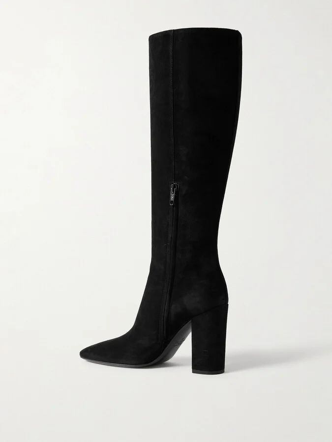 Valentino Garavani - Vlogo 100 Suede Knee Boots - Black - Image 3