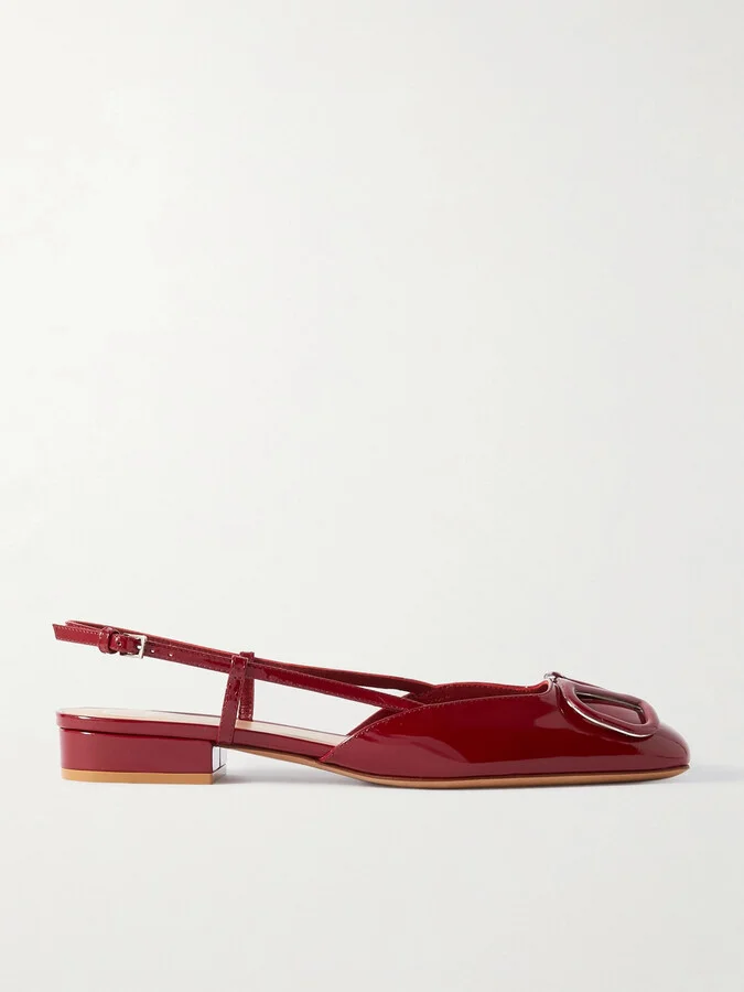 Valentino Garavani - Vlogo 30 Patent-leather Slingback Flats - Red