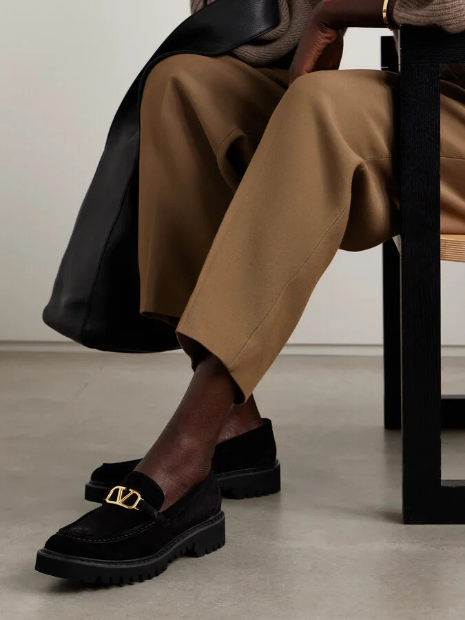 Valentino Garavani - Vlogo 30 Suede Loafers - Black - Image 2